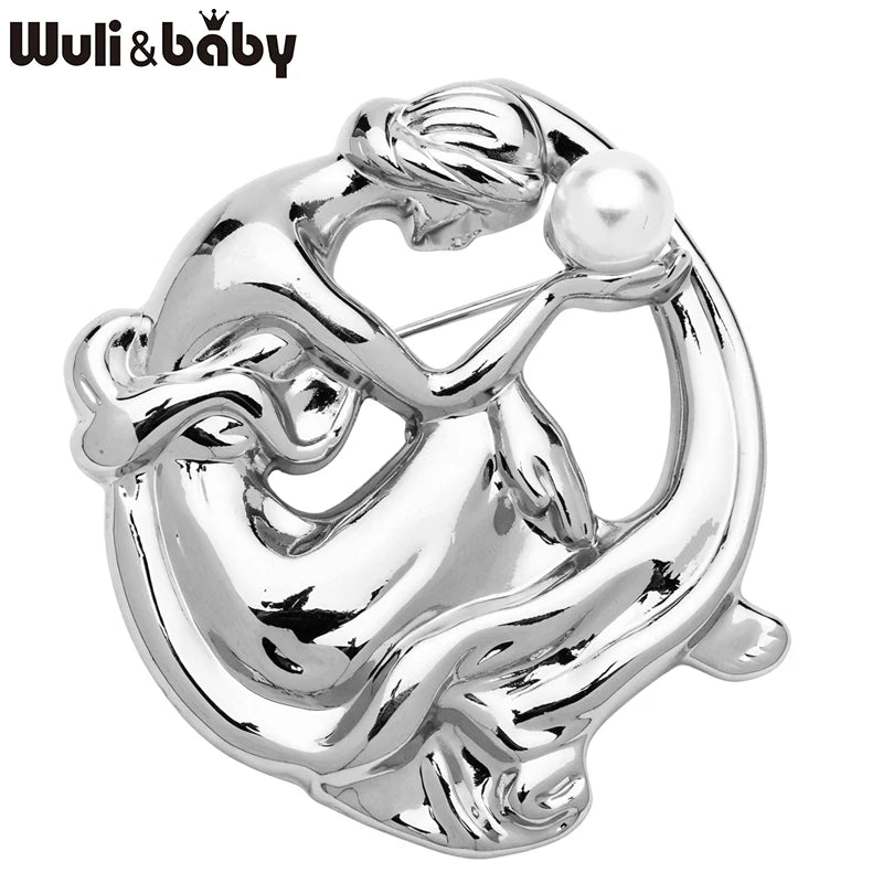 PENDRA Stainless Steel Pearl Lady Brooch