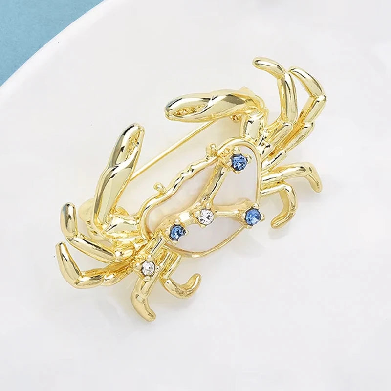 PENDRA Cancer Rhinestone Zodiac Crab Brooch