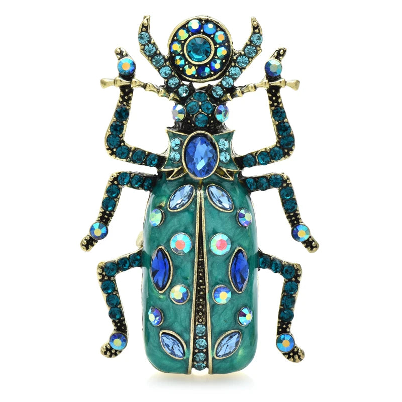 PENDRA Beetle Prism 4-Color Crystal Enamel Beetle Brooch
