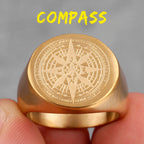PENDRA Compass World Map Steel Ring