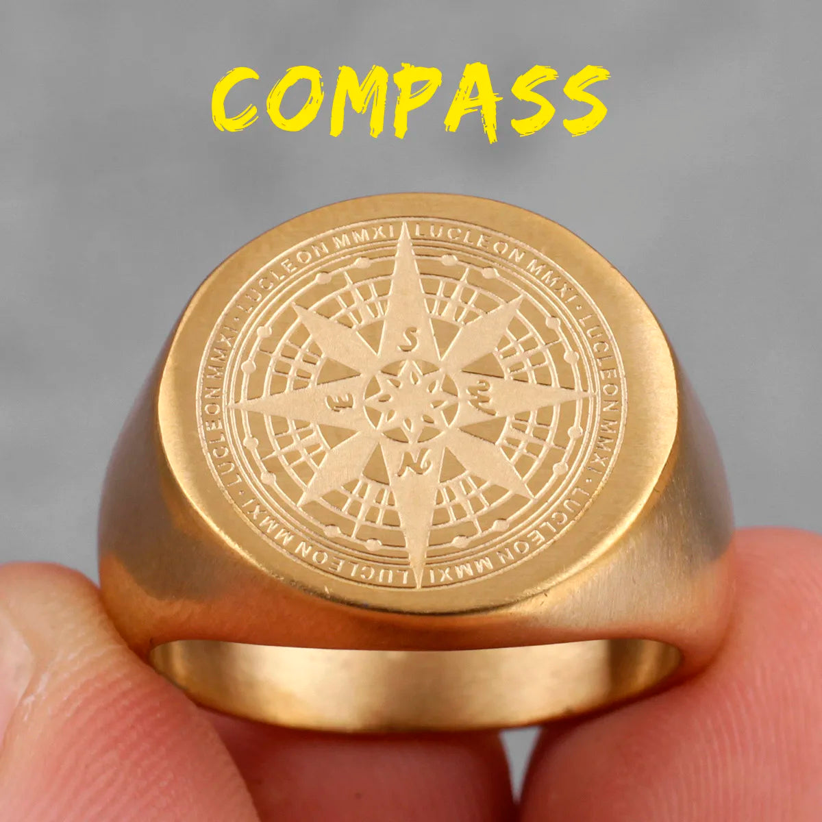 PENDRA Compass World Map Steel Ring
