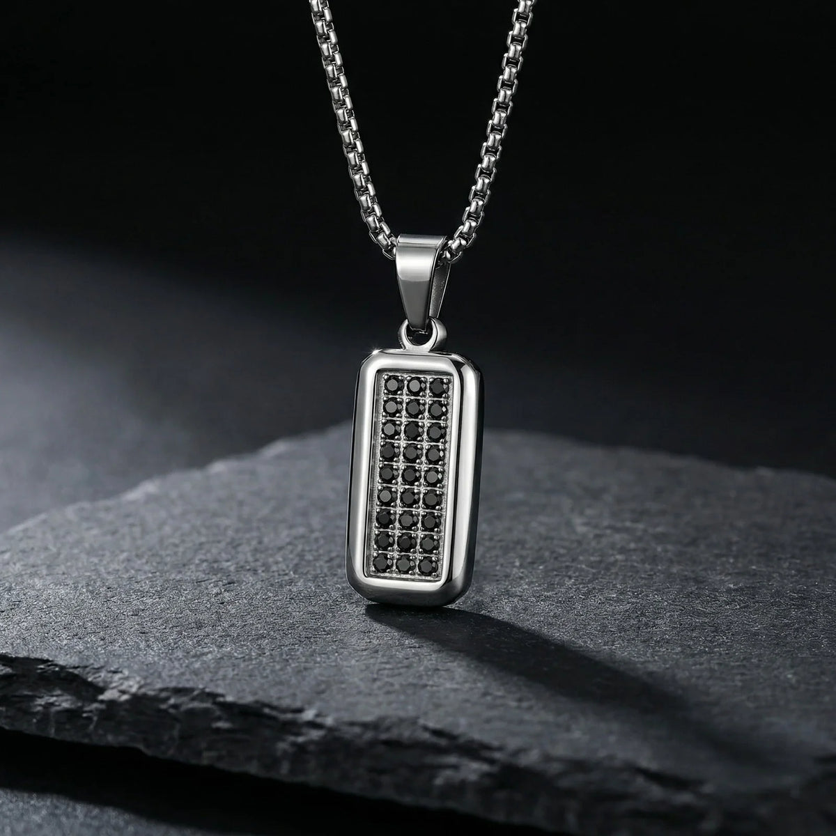 Stylish Men's Geometric Pendant Necklace for Men,314L Stainless Steel Square Pendant Necklace,Birthday Party Gift for Him Dad