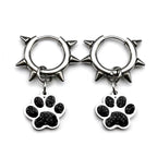 Dark Punk Dog Paw Rivet Earrings For Women Men Stainless Steel Silver Color Gothic Punk Trendy Hoop Ear Rings Jewelry Gifts