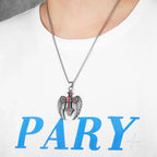 PENDRA Angel Wing Cross Steel Necklace