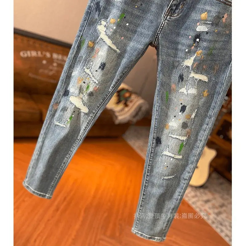 PENDRA Korean Cargo Paint Jeans