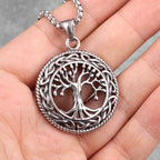 Tree of Life Wisdom Tree Stainless Steel Men Necklaces Pendants Chain Punk for Boyfriend Male Jewelry Creativity Gift Wholesale