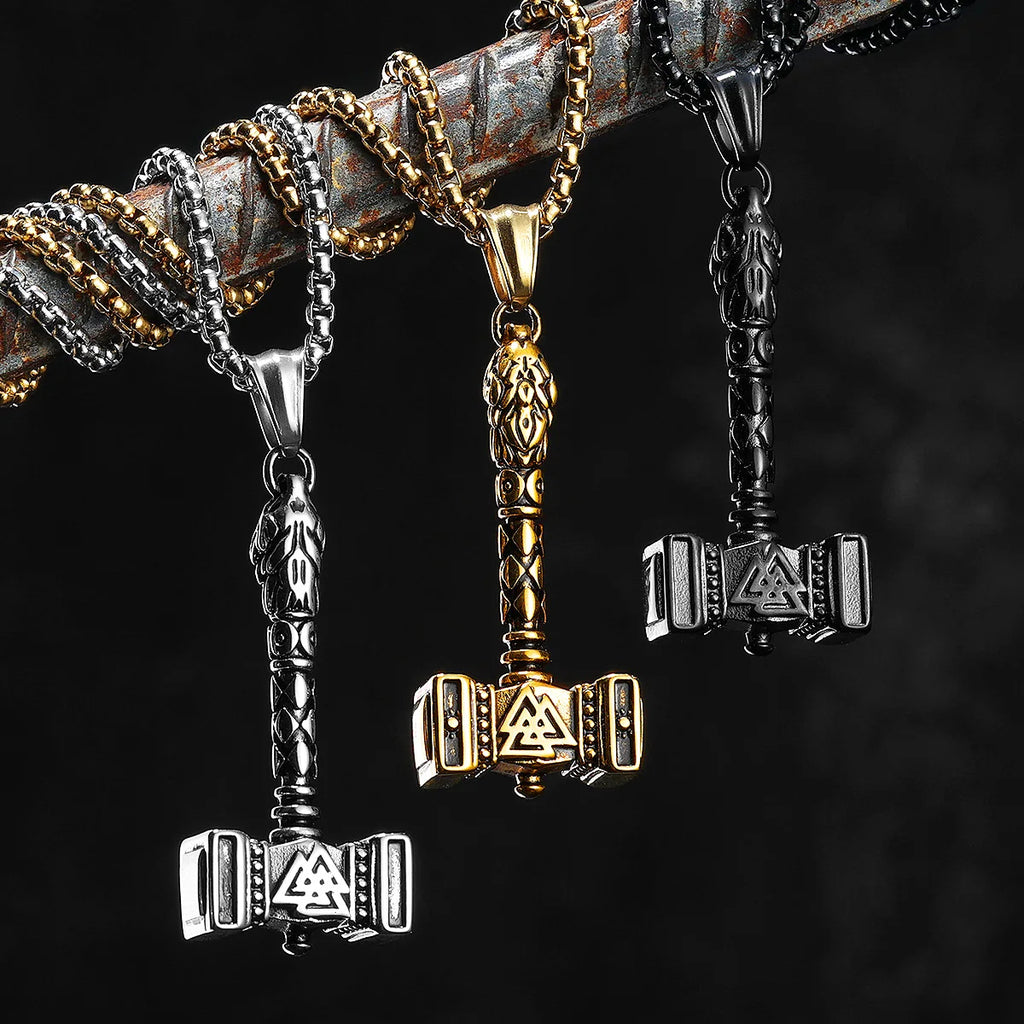 PENDRA Thor's Hammer Steel Necklace