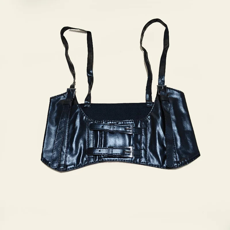 Women's Waist Belt Underbust Corset PU Leather Adjustable Punk Cummerbund Corset Wide Belts Dress Costume Waistband Cincher
