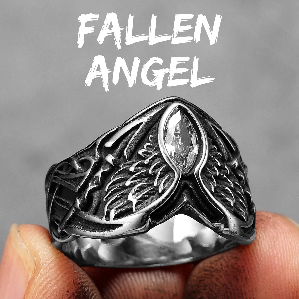 PENDRA Fallen Angel Wings Steel Ring