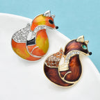 PENDRA Lovely Enamel Fox Brooch