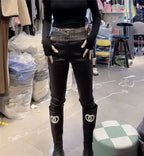 PENDRA Waist Leather Diamond Pants