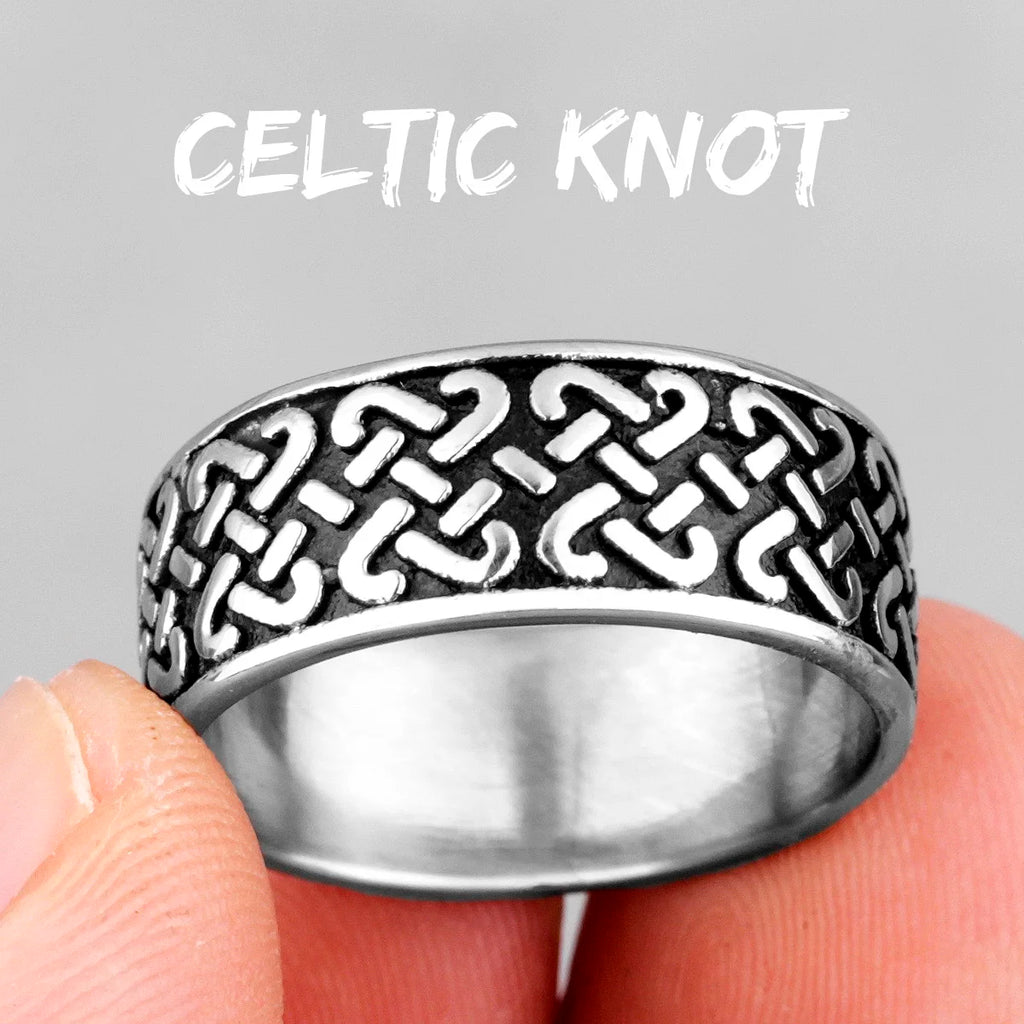 PENDRA Celtic Knot Symbols Steel Ring