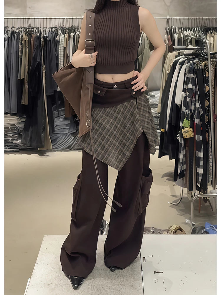 PENDRA Fake Two Piece Plaid Pants
