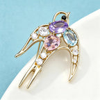PENDRA Crystal Swallow Flying Bird Brooch