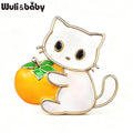 PENDRA Lovely Holding Persimmon Tomato Cat Brooch