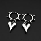 Asymmetrical Heart Lightning Bolt Hoop Earrings Punk Gothic Chain Drop Earring Stainless Steel for Women Men Edgy Y2K Jewelry
