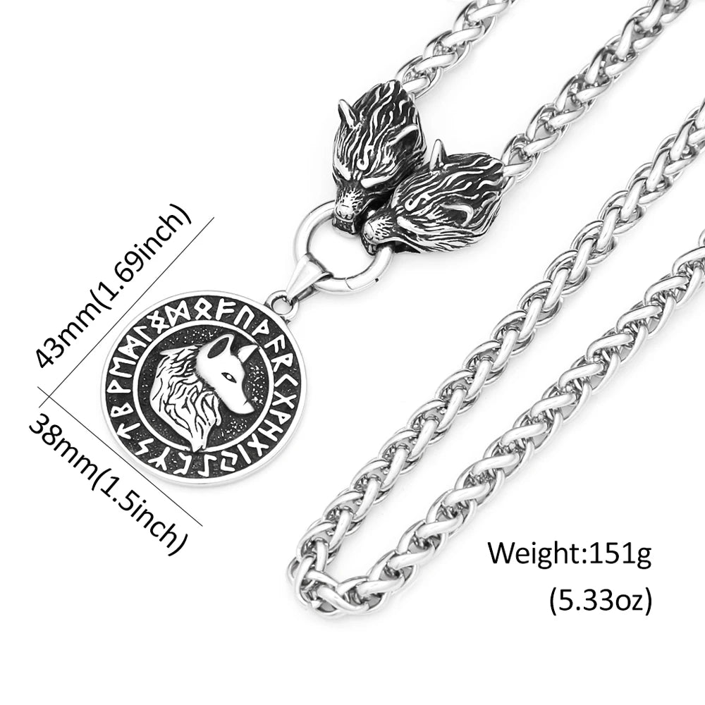 PENDRA Wolfcrest Viking Wolf Head Necklace