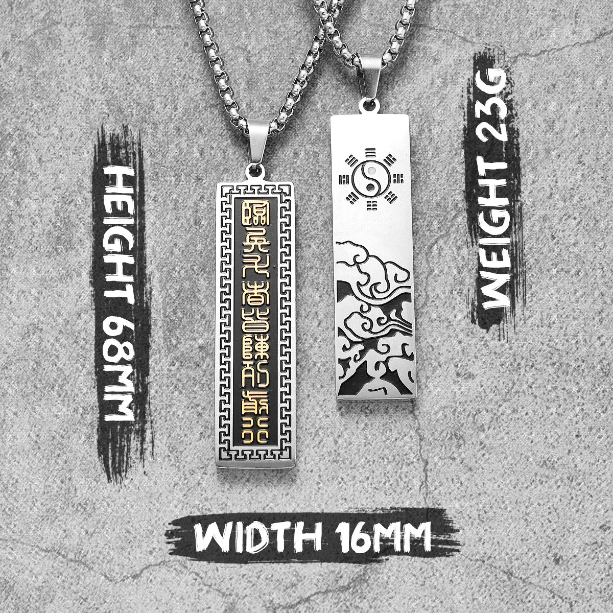 PENDRA Taoism Nine Character Steel Necklace
