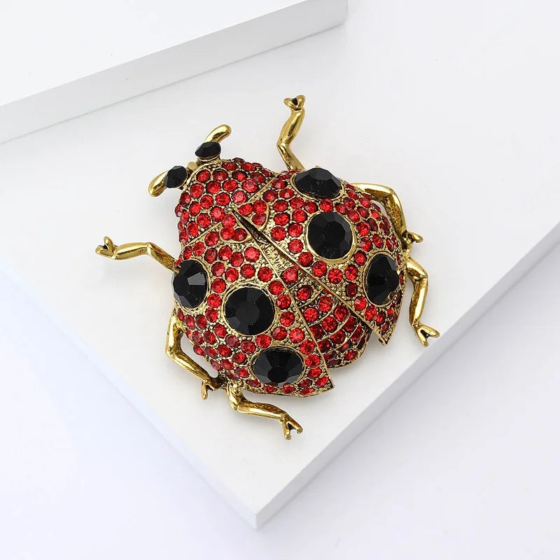 PENDRA Jewel Beetle Rhinestone Insect Brooch