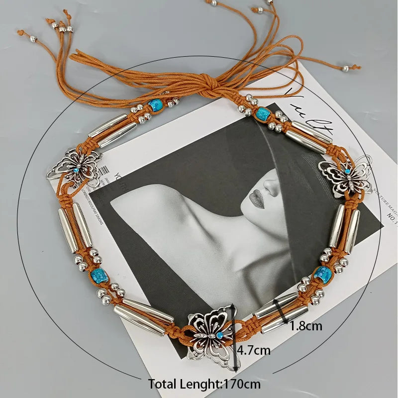 PENDRA Demiine Floral Boho Waist Chain Belt