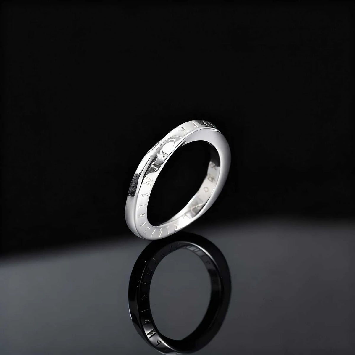 Viking Rune Symbol Mobius Ring for Men,Silver Color Stainless Steel Twisted Ring,Simple Classic Jewelry Gift
