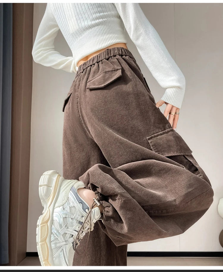 PENDRA Corduroy Cargo Wide Pants