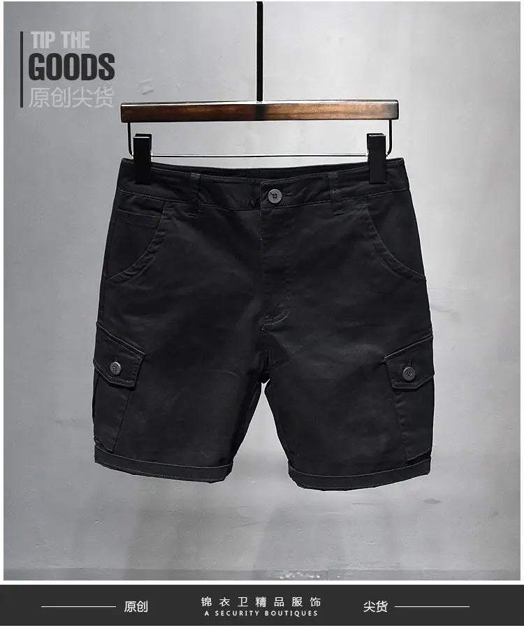 Korean Washed Luxury Men's Slim Jeans Designer Denim Short Pants for Summer Boyfriend Stretch Straight White Cargo Cotton Shorts