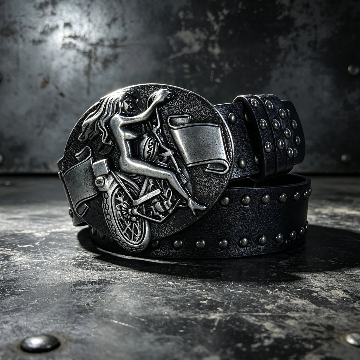 PENDRA Lunalia Black Rivet Studded Gothic Belt