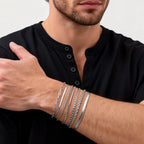 7pcs/set Simple Chain Bracelet for Men Women,Stainless Steel Silver Color Metal Chain Wristband,Jewelry Set Gift for Dad Mom