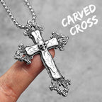 PENDRA Jesus Skull Cross Steel Necklace