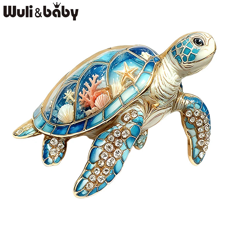 PENDRA Sea Turtle Rhinestone Brooch