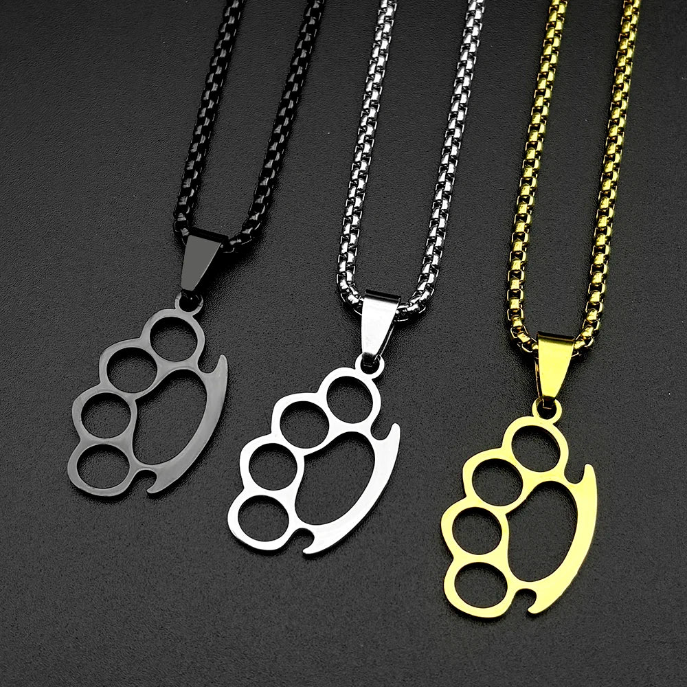 Brass Knuckles Dangle Earrings Punk Gothic Stainless Steel Earring Rivet Spike Hook Style For Edgy Streetwear Jewelry Gifts