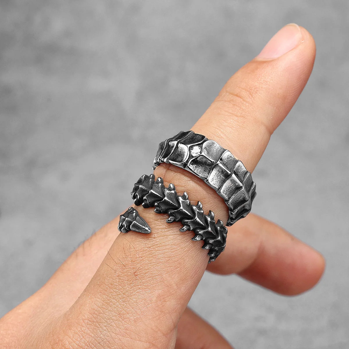 Stainless Steel Men Rings Eivil Dragon Spine Punk Trendy for Women Biker Fashion Jewelry Halloween Creativity Gift Wholesale