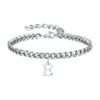 Mens Initials Cuban Links Bracelets,Stainless Steel A-Z 26 Letters Alphabet Charm Chain Wristband Adjustable,Casual Jewelry Gift