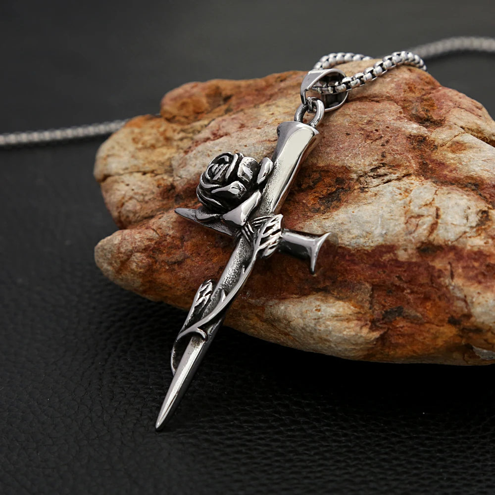 PENDRA Rosecross Vintage Rose Cross Necklace