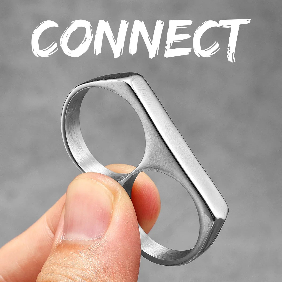 Connect Two Fingers Men Rings Stainless Steel Unique Punk Rock Women Jewelry Fashion Accessories Stranger Things Gift Wholesale