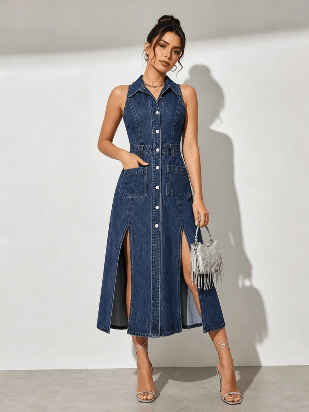 PENDRA Washed Blue Collared Accessory