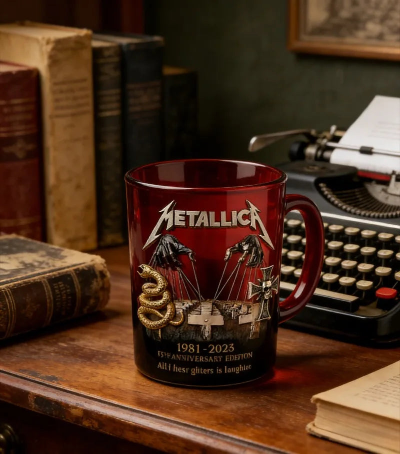 Creative heavy metal rock style glass 1981-2026 commemorative water cup, the first choice for rock fans to give gifts