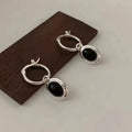 PENDRA Black Agate Sterling Silver Earrings