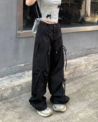 PENDRA Bowtie Wide Leg Drawstring Cargo Pants