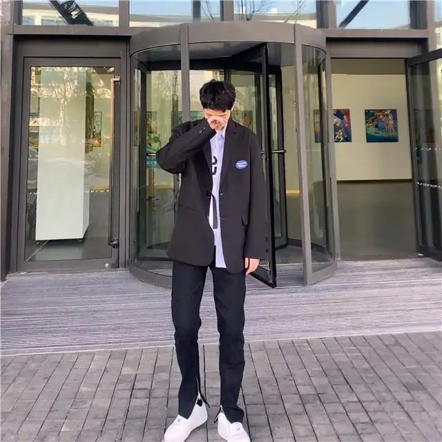 Autumn and winter 2026 high street washed slim-fit foot zipper leg split fork solid mopping menswear clothing jeans luxury men