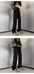 Original Luxury 2026 Brands Clothing Design Pants Men's High Street Tooling Jeans Niche High-end Zipper Split Micro-flared Pants