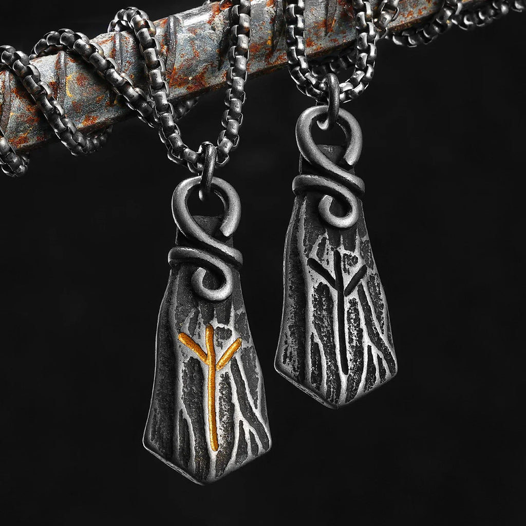 PENDRA Rune Branch Steel Necklace