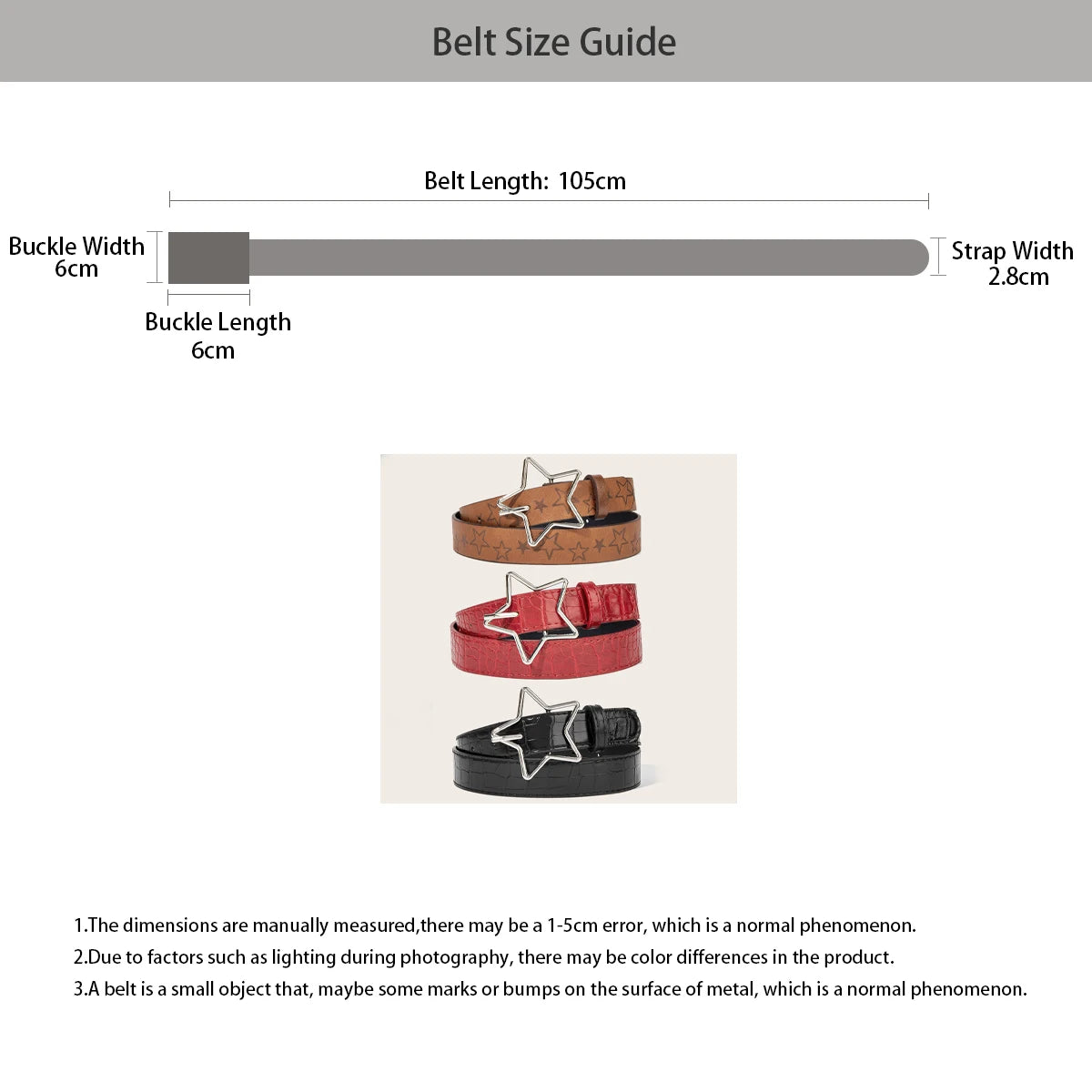 Hip-hop Retro Ladies Belt Gothic Punk Five-pointed Star Buckle Pu Leather Girdle Rock Y2k Popular Red Gothic Jeans Waistband