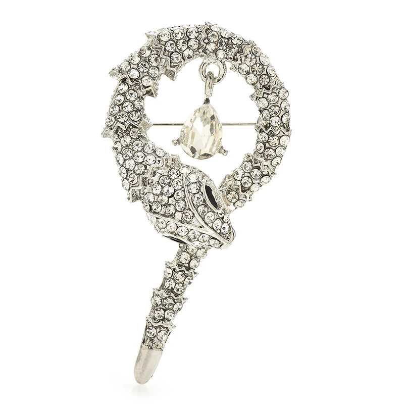 PENDRA Serpentine 5-Color Rhinestone Snake Brooch