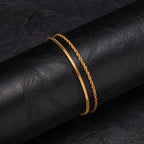 2pcs/set Thin Chain Bracelet for Men Boys,Stainless Steel Twisted Rope Chain Wristband,Adjustable Link Chains