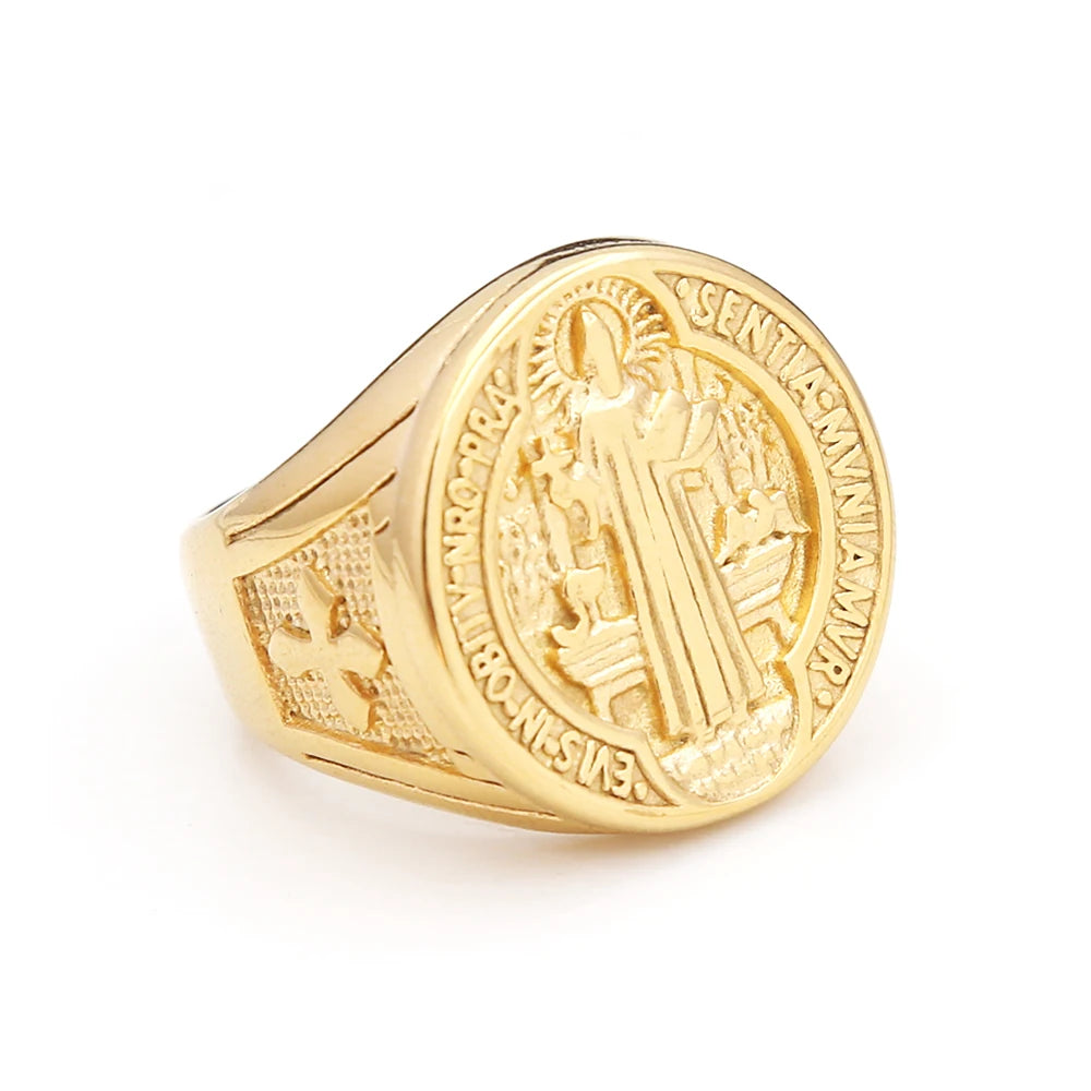 PENDRA Benedictus 316L Stainless Steel Saint Benedict Ring