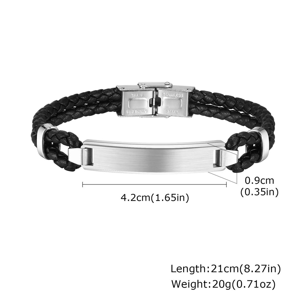 Stylsh Customized Bracelets for Men,Double Microfiber Round Leather Rope Wristband,Personalized Gentle Gifts to AHusband