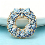 PENDRA Snowbell 2-Color Snowman Christmas Wreath Brooch