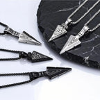 Vintage Viking Triangular Spearhead Necklace for Men,Stainless Steel Casting Triangular Arrow Pendant,Talisman Jewelry Gift